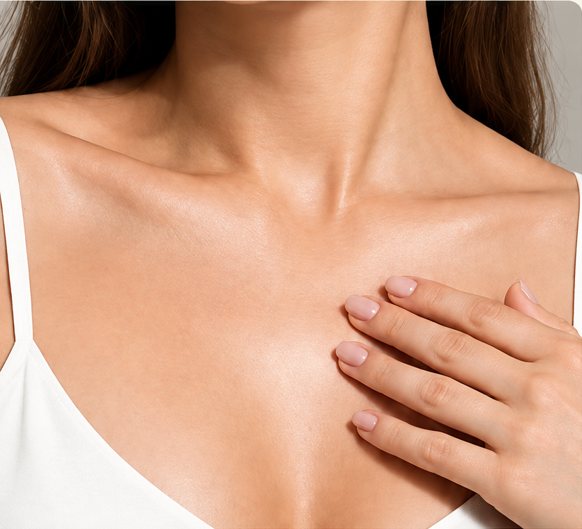 Portrait highlighting the neck and chest treatment area